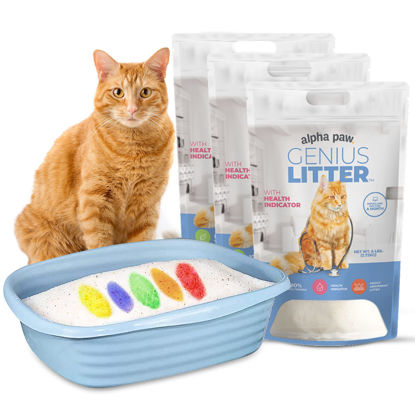 Picture of Alpha Paw - Genius Cat Litter with 5-Color Health Indicator, Non Clumping Lightweight Silica Gel Crystals (18 lbs)