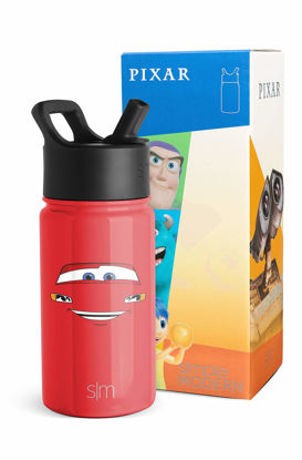 Picture of Simple Modern Disney Pixar Lightning McQueen Kids Water Bottle with Straw Lid | Reusable Insulated Stainless Steel Cup for Boys, School | Summit Collection | 14oz, Cars Ka-chow