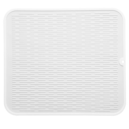 Picture of MicoYang Silicone Dish Drying Mat for Multiple Usage,Easy clean,Eco-friendly,Heat-resistant Silicone Mat for Kitchen Counter or Sink,Refrigerator or Drawer Liner White XXL 24 inches x 18 inches