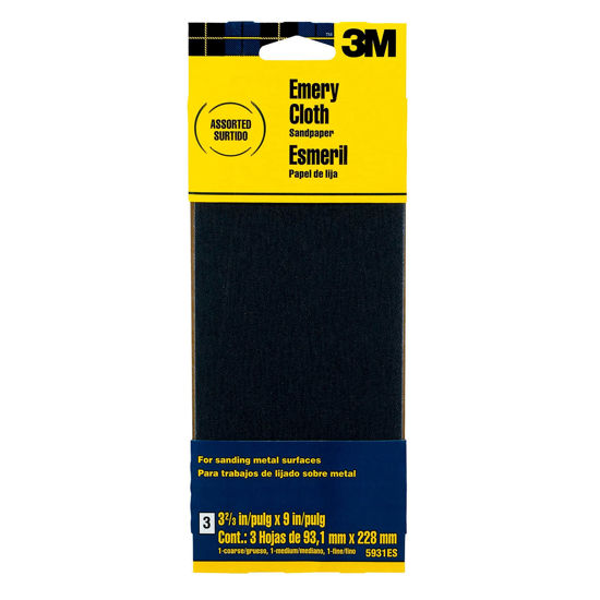 Picture of 3M 5931 Assorted Grit Emery Cloth Sandpaper, 3.67 9-Inch, 3-Pack-5931