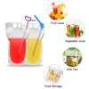 Picture of 100 Pcs Drink Pouches with 100 Straw Holes, Freezable Juice Pouches, Translucent Reclosable Zipper Plastic Pouches Drink Bags for Cold & Hot Drinks for Adults and Kids
