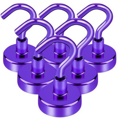 Picture of LOVIMAG Magnetic Hooks，25Lbs Magnetic Hooks for Cruise Cabin, Hooks Magnets for Hanging, Fridge, Classroom, Refrigerator, Ceiling, Office, Kitchen. Grill, Garage-6 Pack of Purple