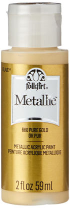 Picture of FolkArt Acrylic Metallic Paint, 2 Fl Oz (Pack of 1), Pure Gold