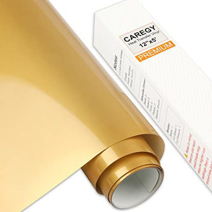 Picture of CAREGY Iron on Heat Transfer Vinyl Roll HTV (12''x5',Gold)