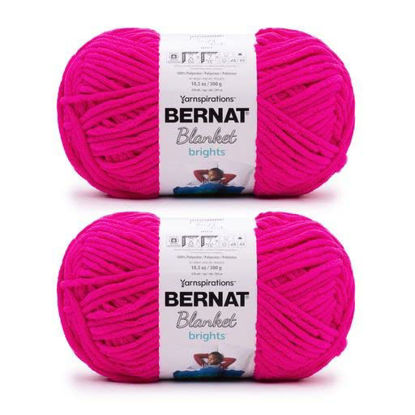 Picture of Bernat Blanket Brights 300g Bright Pink Yarn - 2 Pack of 300g/10.5oz - Polyester - 6 Super Bulky - Knitting/Crochet
