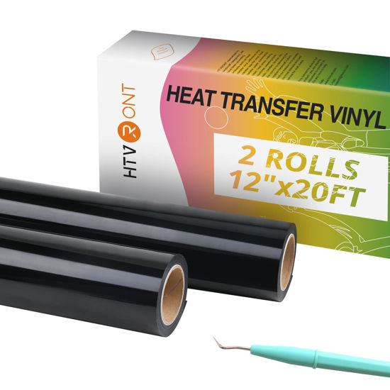 GetUSCart- HTVRONT Black Heat Transfer Vinyl Rolls - 2 Rolls 12 x 20ft Black  Iron on Vinyl for Shirts, Black HTV for All Cutter Machine - Easy to Cut &  Weed for