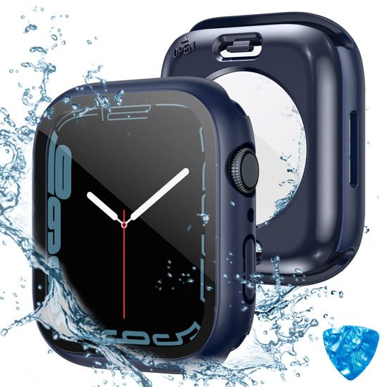 Picture of (2 in 1) Tensea for Waterproof Apple Watch Screen Protector Case SE 2022 Series SE 6 5 4 40mm Accessories, iWatch Protective PC Face Cover Built-in Tempered Glass Film, Front & Back Bumper Women Men