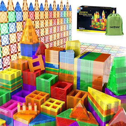 Picture of Compatible Magnetic Tiles Building Blocks STEM Toys for 3+ Year Old Boys and Girls Montessori Toys Toddler Kids Gifts Learning by Playing Activities - 102pcs Advanced Set