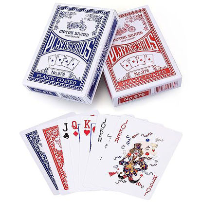 Picture of LotFancy Playing Cards, 2 Pack, Decks of Cards, Poker Size Standard Index, for Blackjack, Euchre, Canasta Card Game, Casino Grade, Blue and Red