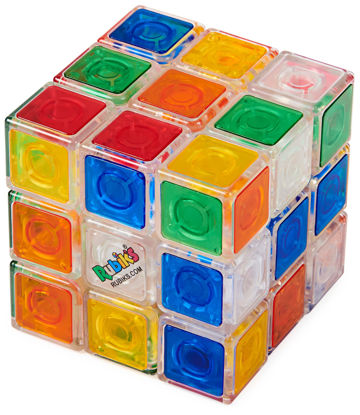 Picture of Rubikâ€™s Crystal, New Transparent 3x3 Cube Classic Color-Matching Problem-Solving Brain Teaser Puzzle Game Toy, for Kids and Adults Aged 8 and Up