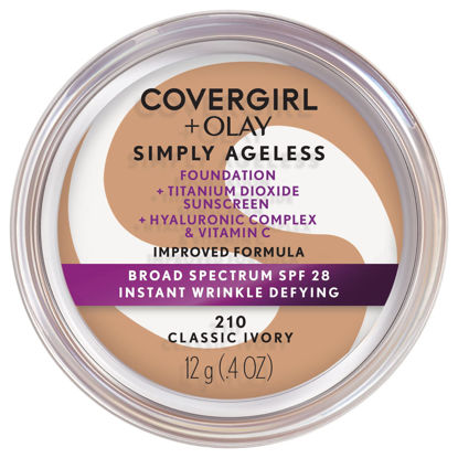 Picture of COVERGIRL+OLAY Simply Ageless Instant Wrinkle-Defying Foundation, 210 Classic Ivory, 0.44 Fl Oz (Pack of 1)