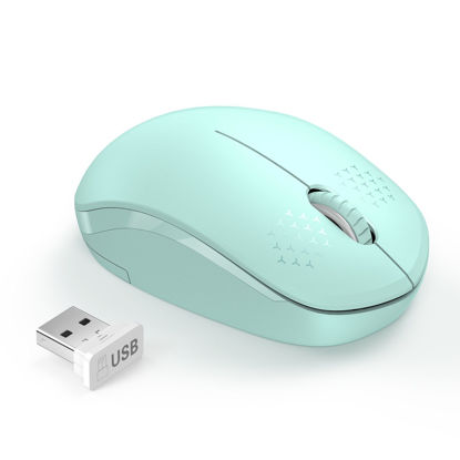 Picture of seenda Wireless Mouse, 2.4G Noiseless Mouse with USB Receiver - Portable Computer Mice for PC, Tablet, Laptop with Windows System - Mint Green