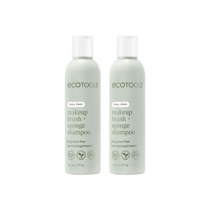 Picture of EcoTools Makeup Brush and Sponge Shampoo, Removes Makeup, Dirt, & Impurities From Makeup Brushes & Sponges, Fragrance-Free, Vegan, & Cruelty-Free, 6 fl.oz./ 177 ml, Packaging May Vary, 2 Count
