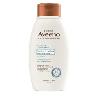 Picture of Aveeno Rose Water & Chamomile Blend Sulfate-Free Conditioner with Colloidal Oat for Dry Sensitive Scalp, Gentle Cleansing Conditioner for Fine, Fragile Hair, Paraben & Dye-Free, 12 Fl Oz