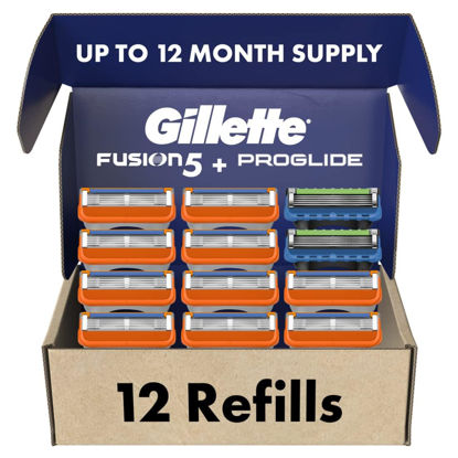 Picture of Gillette Mens Razor Blade Refills, 10 Fusion5 Cartridges, 2 ProGlide Cartridges, Lubrastrip for a More Comfortable Shave