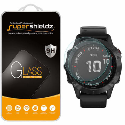 Picture of Supershieldz (2 Pack) Designed for Garmin Fenix 6 / Fenix 6 Pro/Fenix 6 Sapphire/Fenix 6 Pro Solar Tempered Glass Screen Protector, Anti Scratch, Bubble Free