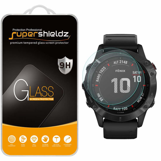 Picture of Supershieldz (2 Pack) Designed for Garmin Fenix 6 / Fenix 6 Pro/Fenix 6 Sapphire/Fenix 6 Pro Solar Tempered Glass Screen Protector, Anti Scratch, Bubble Free