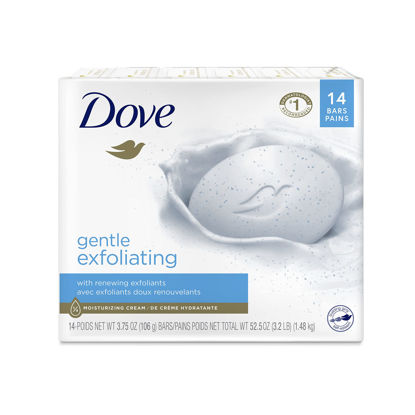 Picture of Dove Beauty Bar More Moisturizing Than Bar Soap Gentle Exfoliating With Mild Cleanser For Softer And Smoother Skin 3.75 oz Pack of 14
