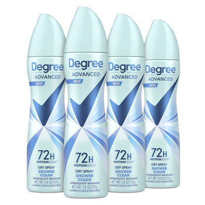 Picture of Degree Advanced Antiperspirant Deodorant Dry Spray 72-Hour Sweat and Odor Protection Shower Clean Deodorant Spray For Women With MotionSense Technology 3.8 oz, Pack of 4