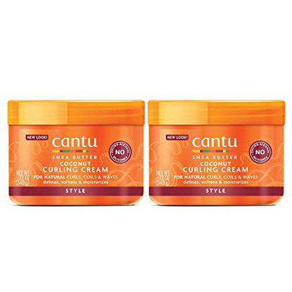 Picture of Cantu Coconut Curling Cream for Natural Hair with Pure Shea Butter, 12 oz (Pack of 2) (Packaging May Vary)