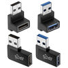 Picture of Jadebones 90 Degree USB 3.0 Adapter (4 Pack), Vertical Up and Down Angle, Horizontal Left and Right Angle USB Male to Female Extender Connector