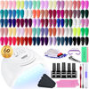 Picture of JODSONE Gel Nail Polish Kit 60 PCS with U V Light Soak off Base Top Coat Gel Polish 55 Shine Colors Gel Nail Kit Bright and Dark Brown Wine Red Series Manicure Set for Women and Girls