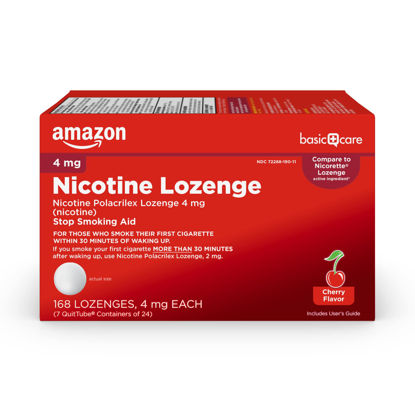 Picture of Amazon Basic Care Nicotine Polacrilex Lozenge 4 mg, Cherry Flavor, Stop Smoking Aid, 168 Count