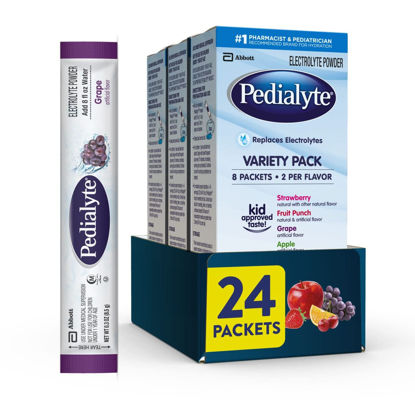 Picture of Pedialyte Electrolyte Powder Packets, Variety Pack, Hydration Drink, 24 Single-Serving Powder Packets