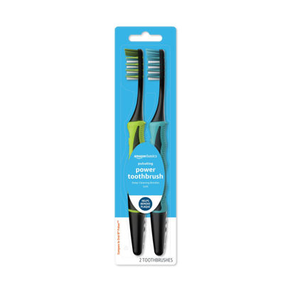 Picture of Amazon Basics Corded Electric Pulsating Deep Cleaning Toothbrushes with Soft Bristles, 2 Count, Assorted Colors