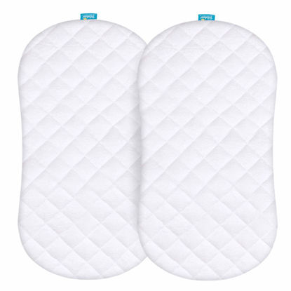 Picture of Bassinet Mattress Pad Cover Compatible with Halo Bassinet Swivel, Glide, Premiere & Luxe Series Sleeper, Waterproof Mattress Protector, 2 Pack, Ultra Soft Bamboo Sleep Surface