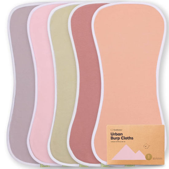 Picture of 5-Pack Organic Burp Cloths for Baby Boys and Girls - Ultra Absorbent Burping Cloth, Burp Clothes, Newborn Towel - Milk Spit Up Rags - Burpy Cloth Bib for Unisex, Boy, Girl - Burp Cloths (Muted Pastel)