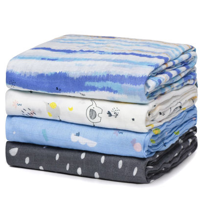 Picture of Momcozy Muslin Swaddle Blankets, Soft Silky Swaddle Blanket, Breathable and Skin-Friendly Baby Blankets for Boys & Girls, 4 Pack Baby Blankets Unisex 47 X 47 Inches