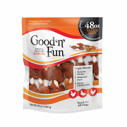 Picture of Good'N'Fun Triple Flavored Rawhide Kabobs for Dogs, Treat Your Dog