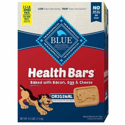 Picture of Blue Buffalo Health Bars Natural Crunchy Dog Treats Biscuits, Bacon, Egg & Cheese 56-oz Box