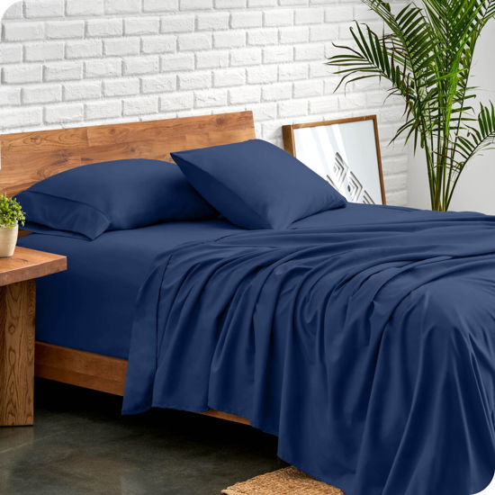 Picture of Bare Home Queen Sheet Set - Luxury 1800 Ultra-Soft Microfiber Queen Bed Sheets - Double Brushed - Deep Pockets - Easy Fit - 4 Piece Set - Bedding Sheets & Pillowcases (Queen, Dark Blue)