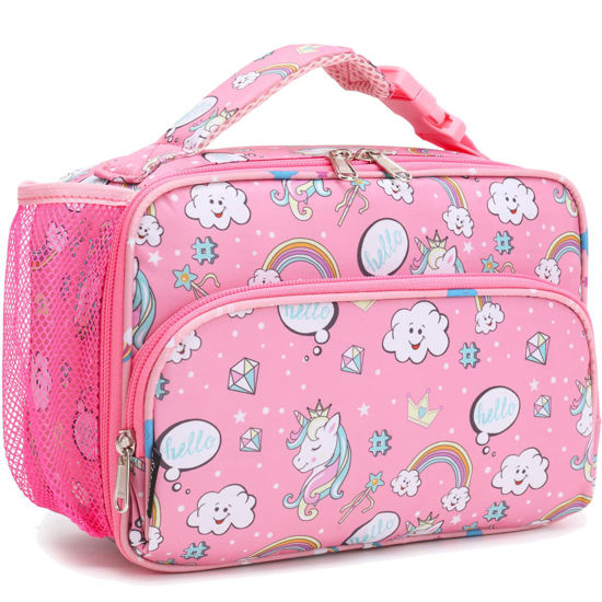 Picture of FlowFly Kids Lunch box Insulated Soft Bag Mini Cooler Back to School Thermal Meal Tote Kit for Girls, Boys, Rainbow