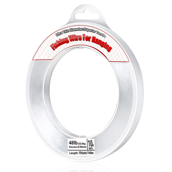 Picture of Clear Fishing Wire, Acejoz 656FT Fishing Line Clear Invisible Hanging Wire Strong Nylon String Supports 40 Pounds for Balloon Garland Hanging Decorations. (0.55mm, 460ft, 48LB)…