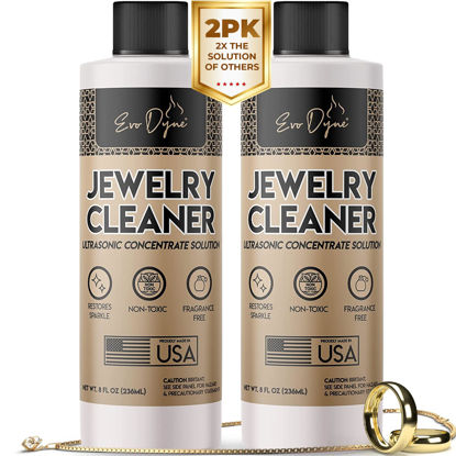 Picture of Evo Dyne Ultrasonic Jewelry Cleaner - Jewelry Cleaner Solution for Diamond, Gold, Silver, Gemstones - Best Extra Concentrated Formula Silver Jewelry Cleaner for Sonic and Ultrasonic Machines