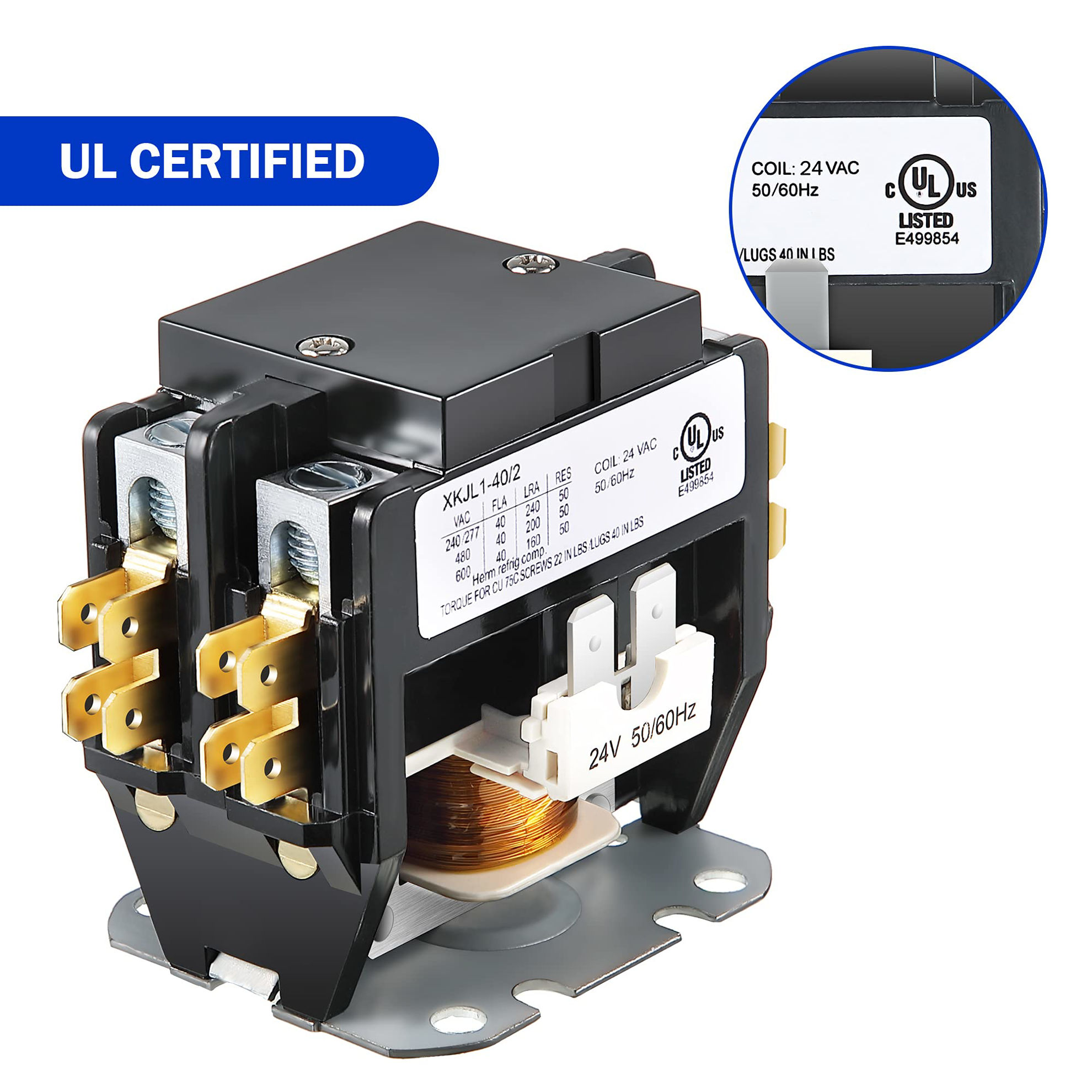 thumbnail image 2 of HVACR 1-Pole 40 Amp 24V Contactor - Replacement For Carrier, Bryant, Payne Systems 2 of 5
