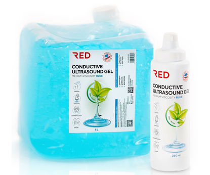 Picture of Ultrasound Gel 5L for Doppler Blue, Non-irritating, Moisturizing - Ultrasound Gel for Cavitation, Baby Doppler, Massage Gel, EMS - Water Based Gel, Fragrance Free, Alcohol Free - 5 L Jug with 250 ml
