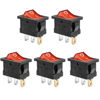 Picture of QTEATAK KCD1 On/Off 3-Pin 2-Position Snap 10A/125V, 6A/250V Red LED Boat Rocker Switch-5Pack