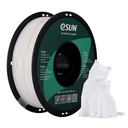 Picture of eSUN PLA+ Filament 1.75mm, 3D Printer Filament PLA Plus, Dimensional Accuracy +/- 0.03mm, 1KG Spool (2.2 LBS) 3D Printing Filament for 3D Printers, White
