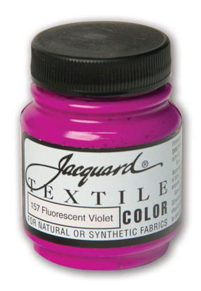 Picture of Jacquard Fabric Paint for Clothes - 2.25 Oz Textile Color - Fluorescent Violet - Leaves Fabric Soft - Permanent and Colorfast - Professional Quality Paints Made in USA - Holds up Exceptionally Well to Washing