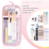 Picture of EASTHILL Grid Mesh Pen Pencil Case with Zipper Clear Makeup Color Pouch Cosmetics Bag Multi-Purpose Travel School Teen Girls and Boys Transparent Stationary Bag Office Organizer Box for Adluts(Pink)
