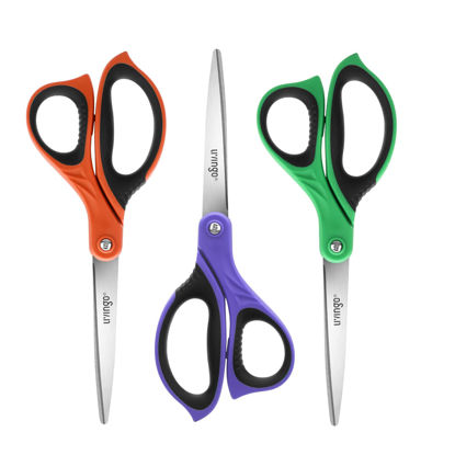 Picture of LIVINGO 3 Pack Sharp Scissors, 8.5 inch Comfort Grip Scissors All Purpose for Office, Stainless Steel Shears for Home Heavy Duty Cutting Fabric Sewing, Paper, School Crafting DIY
