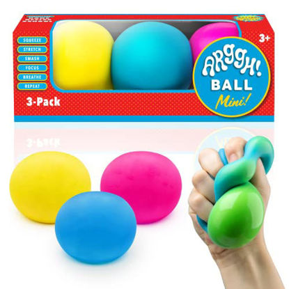 Picture of Power Your Fun Arggh Mini Stress Balls for Adults and Kids - 3pk Squishy Stress Balls, Color Changing Resistance Fidget Toys Sensory Stress Anxiety Relief Squeeze Toys Squishy Toy (Yellow, Pink, Blue)