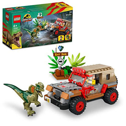 Picture of LEGO Jurassic Park Dilophosaurus Ambush 76958 Buildable Toy Set for Jurassic Park 30th Anniversary; Dinosaur Toy for Boys and Girls with Dino Figure and Jeep Car Toy; Gift Idea for Ages 6 and up