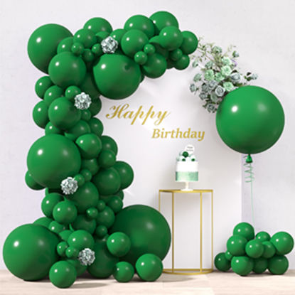 Picture of RUBFAC Dark Green Balloons Different Sizes 105pcs 5/10/12/18 Inch Green Balloon Garland Kit for Wedding Baby Shower Birthday Party Supplies Bridal Shower Decorations