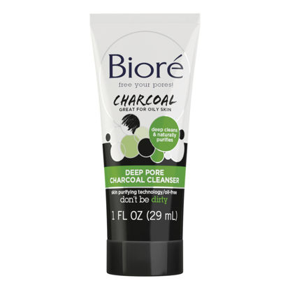 Picture of Bioré Deep Pore Charcoal Daily Face Wash, with Deep Pore Cleansing for Dirt and Makeup Removal From Oily Skin, 1 oz, 36-pack