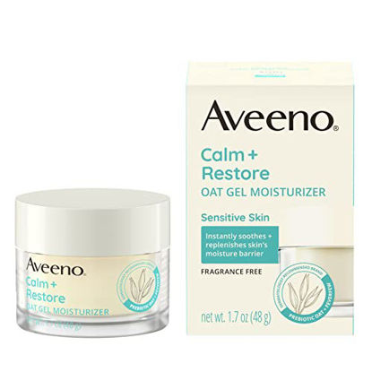 Picture of Aveeno Calm + Restore Oat Gel Facial Moisturizer for Sensitive Skin, Lightweight Gel Cream Face Moisturizer with Prebiotic Oat and Feverfew, Hypoallergenic, Fragrance- and Paraben-Free, 1.7 oz
